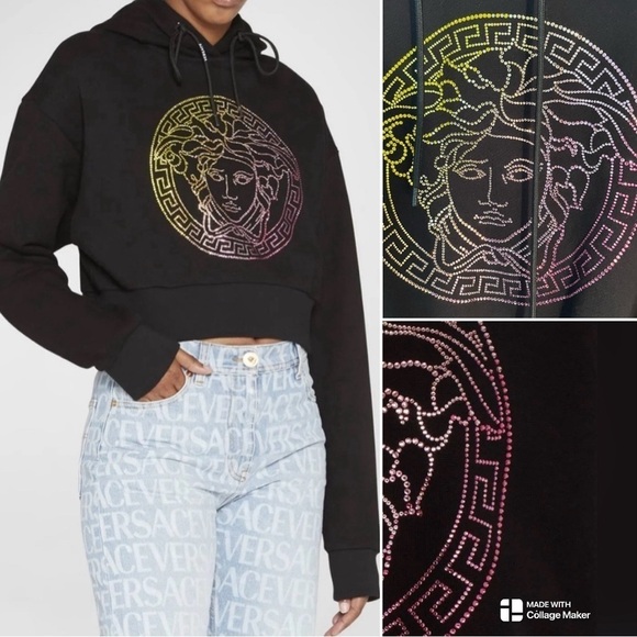 Versace hooded sweatshirt with rainbow bejeweled Medusa logo 2024 collection NWT - Picture 1 of 13